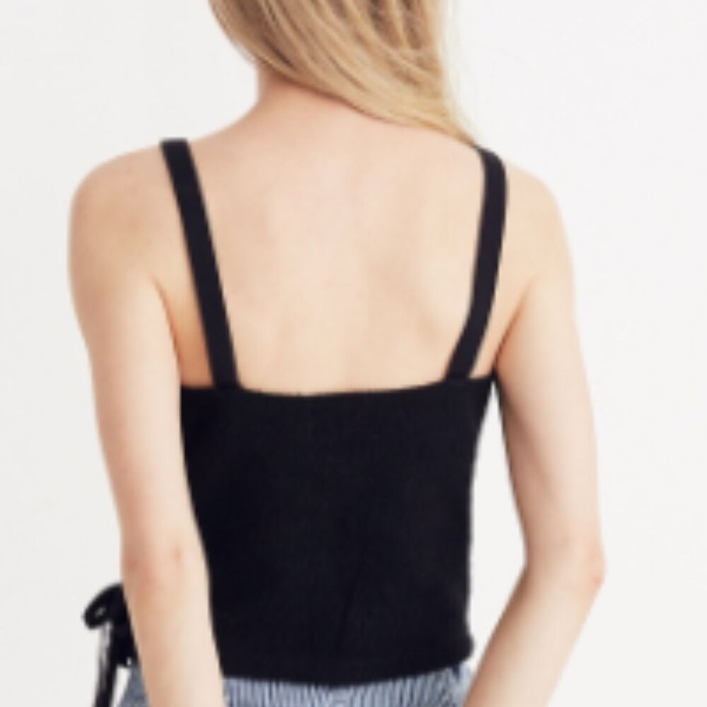 Madewell - Finale Tank Top Cropped Faux-Wrap Blouse G6365 | Small | True Black - Picture 10 of 12